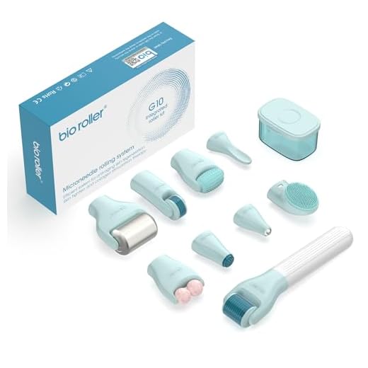 Juego de rodillos Derma 10 en 1, kit de rodillos de microagujas para mujeres y hombres, incluye 9 cabezales de rodillo reemplazables y una caja desinfectante, rodillo de microagujas para el