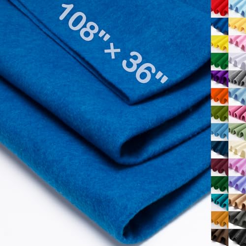 XSEINO Royal Blue Large Felt Fabric 108 X 36 (3 Square Yards) 1.4 mm Thick Soft Felt Fabric Sheet for Crafts Blue Series Colors Soft Nonwoven Fabric Fit for Decoration Sewing DIY Crafts