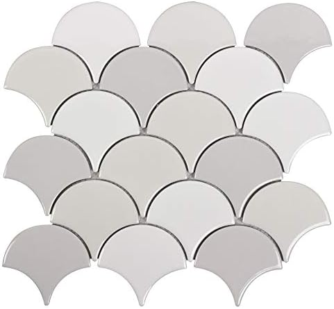 Modern Circular Grey White Porcelain Mosaic Tile Kitchen Backsplash Bathroom MTO0242