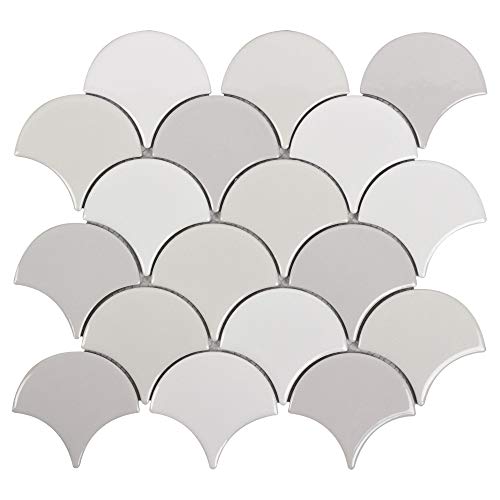Modern Circular Grey White Porcelain Mosaic Tile Kitchen Backsplash Bathroom MTO0242