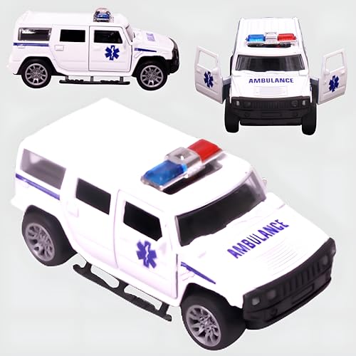 Image of Toy Cloud Hummer Ambulance Car 1:32 Scale Die-Cast Metal Toy with Opening Doors and Pull Back Action Realistic Toy Car