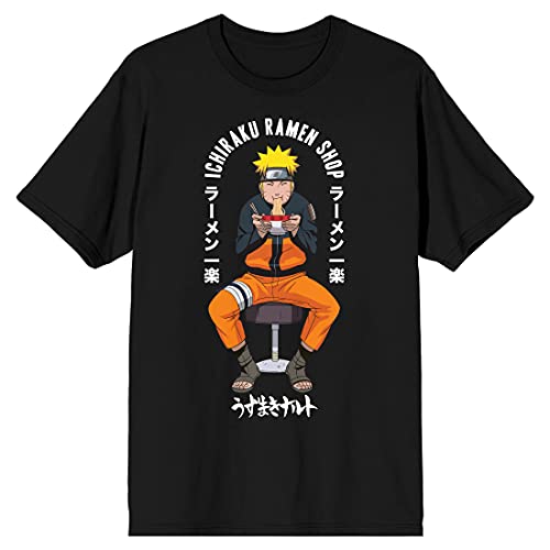 Naruto Shippuden Anime Cartoon Ichiraku Ramen Men's Black Shirt - L
