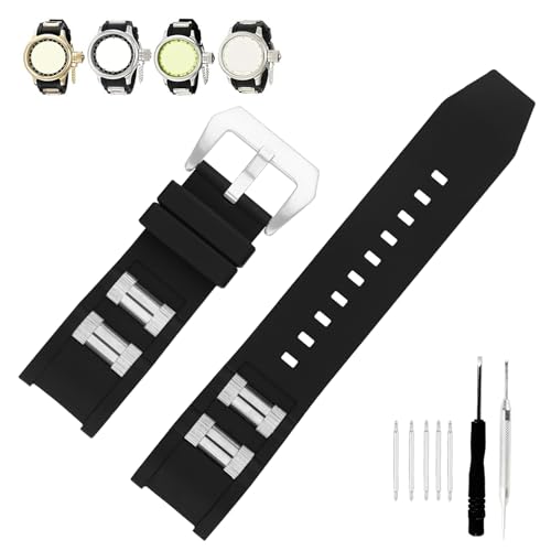 MMBAY Rubber 26mm 1959 Watch Bands Compatible Fit for Invicta Russian Diver 1959 1201 1805 1845 Replacement Silicone Strap Wirstband for Men and Women Waterproof Bracelet Watch accessories (Silver, 26mm)