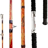 Catfish Pro Orange Dragon Fire Glow Rod 7’6” One-Piece Spinning or Casting, M, MH, H Action, Sun-Activated Glow-in-The-Dark Rod, Anti-Slip Super (Casting Heavy Action Orange Dragon Fire)
