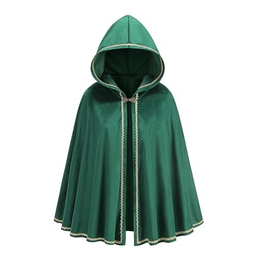 yolsun Adult Medieval Lace Cape Renaissance Cloak for Women Victorian Steampunk Cosplay Witch Cloak Cape(Bright Green, 65cm/25.5 inches)