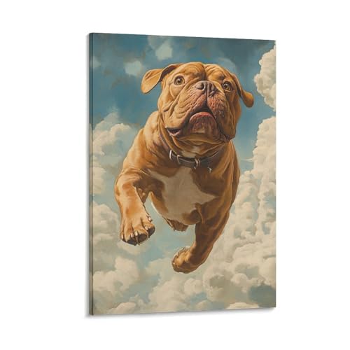 Affiche decoration pour chambre et couloir motif peinture sur toile bulldog moderne 50x75