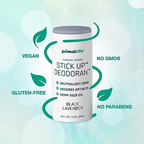 Stick Up Natural Deodorant for Women and Men with Bentonite Clay Powder, Arrowroot, Magnesium, Zinc, 3 oz. Vegan Deodorant for 3-4 months, Black Lavender - Primal Life Organics - Thumbnail 5