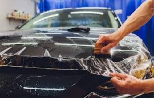 Image of WALLMATE Clear Vinyl Wrap, Transparent Protective Self Adhesive Car Wrap Film Scratch Resistant Vinyl Air-Release, Car Accessories (20x240 Inch, Plain Film)