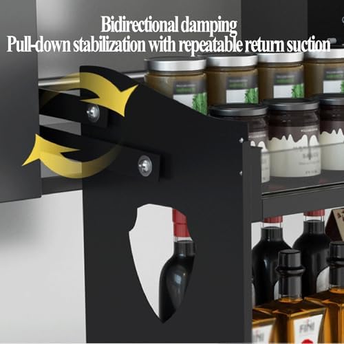 Adjustable Height Kitchen Cabinet Pull-Out Storage Rack, Wall-Mounted Spice Organizer, Heavy-Duty Cabinet Baskets for Optimized Kitchen Space (29.92in)