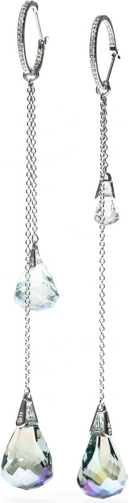 Pendientes de aro SWAROVSKI Spirit, azul, corte gota, versátil, diseño asimétrico