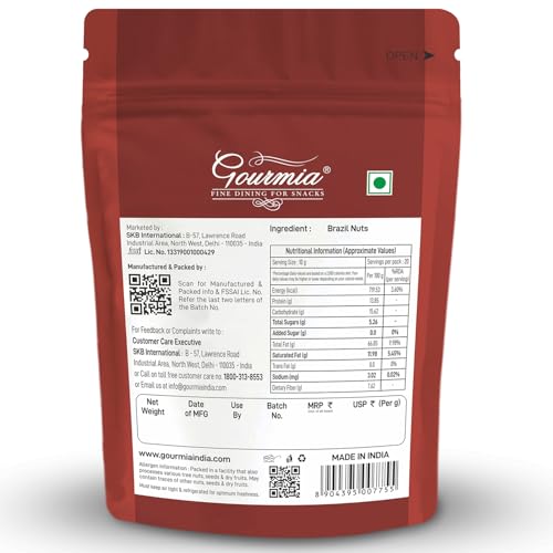 Image of Gourmia Premium Brazil Nuts 200g, Superfood, Brazilian Nut without Shell, Healthy Crunchy Protein Snack, Rich in Dietary Fibre