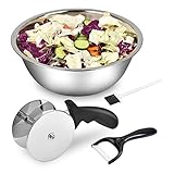 Supkiir Salad Chopper Bowl and Cutter, Stainless Steel Salad Chopper Blade Bowl with Cleaning Brush...
