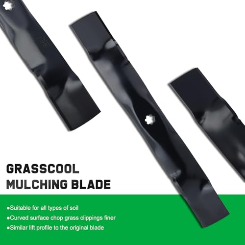 Image of Grasscool D130 42 inch Mower Mulching Blades for John D-eere D110 D100 D125 D105 S100 E100 LA125 LA115 LA105 42'' Deck Lawn Tractor Riding Mower Replace GY20850 GX22151