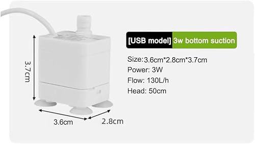 Miniatura 5 de USB Adjustable Submersible Water Pump 3W 150LH with Ultra-Quiet Operation and USB Power for Pet Drinking Fountains and Indoor Rockery