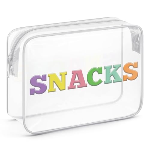 Sazuwu Makeup Bag Transparent Make up Travel Bag Organizer Clear Cosmetic Bags with Zipper Letter Makeup Bags for Women Toiletry Bags for Traveling Portable Pouch Bag Clear PVC Toiletry Bag