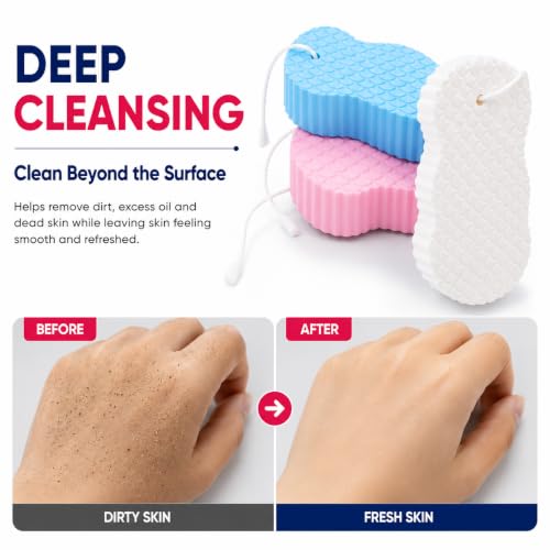 Image of Super Soft Bath Sponge Scrubber Pack of 2 | Premium Bath Loofah for Men, Women & Kids | Rich Foam Body Scrubber for Deep Cleansing, Gentle Exfoliation & Dead Skin Removal | Quick Dry | Surprise Colors