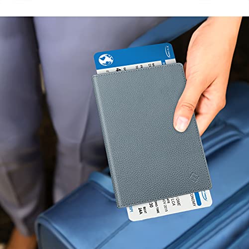 Image of FINTIE Passport Holder, Slim Travel Wallet RFID Blocking Card Case Cover Passport Cover Protector Essentials with Credit Card Slots for Women /Men | Slim