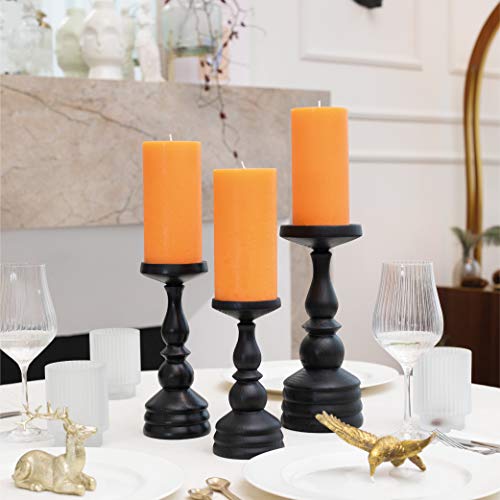 Candwax 3X6 Pillar Candle Set Of 3 - Decorative Rustic Candles Unscented And No Drip Candles - Ideal As Thanksgiving Candles Or Large Candles For Home Interior - Orange Candles #TOP3