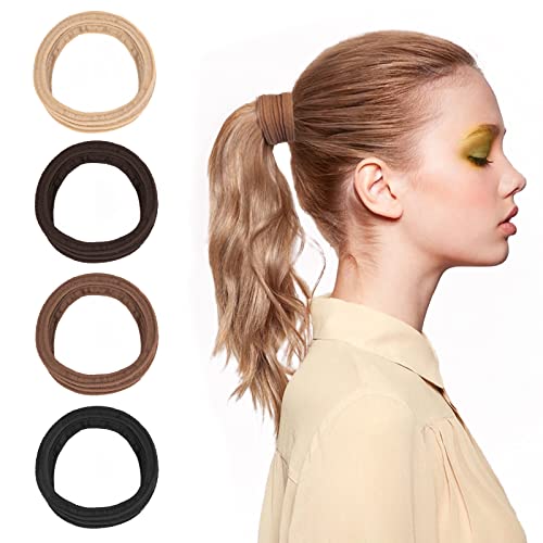 Gootty Hair Ties, 40-pc Hair Scrunchies Stripe Cotton Hair Ties with 4 Colors, Widen Hair Ties for Women, No Damage, Soft Elastic Hair Accessories