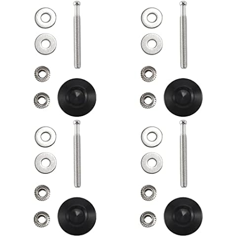 Bmocoen 4X Push Button Quick Release Car Hood Bonnet Pin Lock Bumper Clip Black Cover