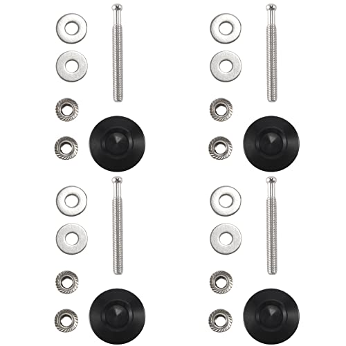 Bopfimer - 4 pulsanti a sgancio rapido, per cofano dell’auto, con perno di bloccaggio e clip per paraurti, nero