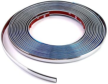 QWORK Automotive Chrome Trim Molding, 1/2 inch Wide 26FT DIY Moulding Trim Strip Line Decoration for Car/Truck Door Window Side Scratchproof