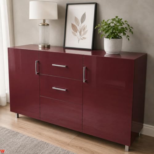 Image of WISDOM Maroon Glossy Self-Adhesive Wallpaper Waterproof, Easy to Clean & Peel and Stick Decorative Vinyl Sticker - Kitchen Cabinet, Wardrobe, Table & Home Decor(20x72 in)