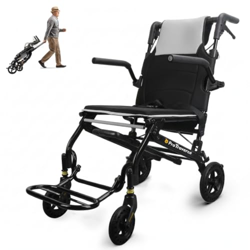 Foldable Transport Wheelchair with Telescopic Handle