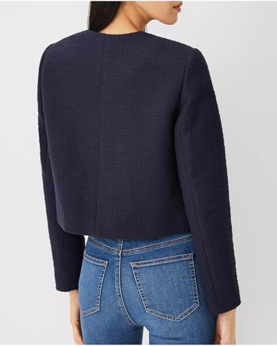 LifeShe Women's Tweed Jackets Elegant Open Front Cropped Blazers Long Sleeve Office Work Coats2