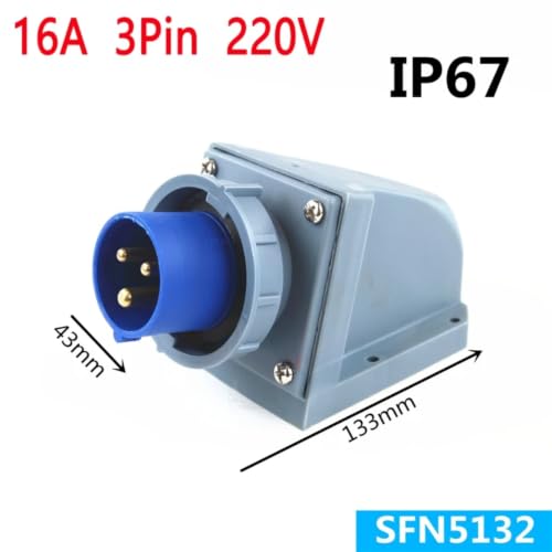 Base de enchufe industrial IP67 con conexión segura de 16A 7