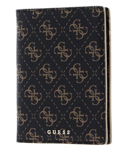 Étui pour carte d'identité GUESS Passport Case en marron foncé avec logo