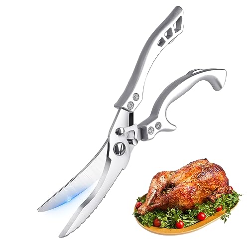 Ciseaux à volaille professionnels en acier inoxydable avec poignée ergonomique - Gagnant du test - Ciseaux à viande - Pour couper canard, poulet, oie, dinde ou dinde