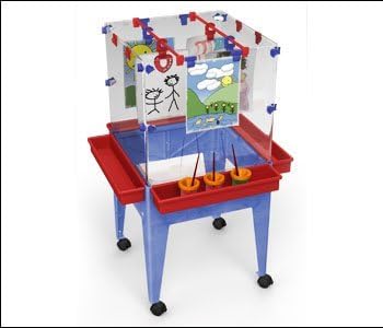 Manta Ray S13870 Youth 4 Station Space Saver Easel with 9 in. deep clear tub