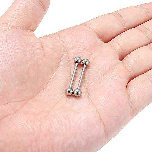 SCERRING Grade 23 Titanium Externally Threaded Nipple Bar Barbell Rings Piercing Retainer 14G 16G Sold as a Pair4