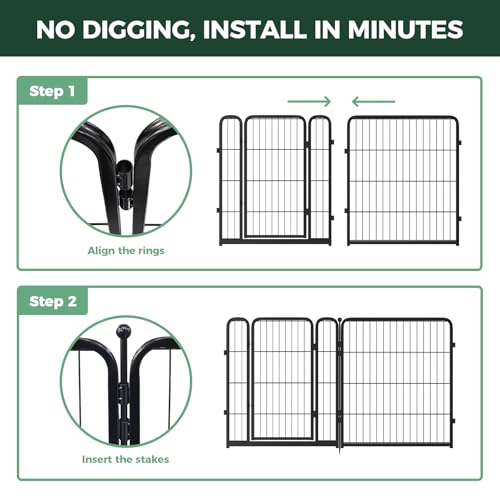 Image of FXW Garden Fence Outdoor for the Yard - 32in(H) x 72.9ft(L) Heavy Duty Metal Animal Barrier for Dog, No Dig Decorative Dog Fence, 32 Panels, Black