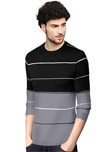 Image of EYEBOGLER Men's Regular Fit Striped Round Neck T-Shirt