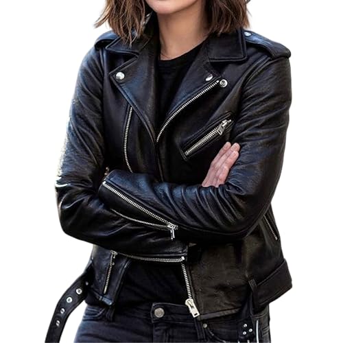 Womens Leather Jackets Faux Motorcycle Plus Size Moto Biker Cropped Slim Fit Coat Short Lightweight Jacket Coat