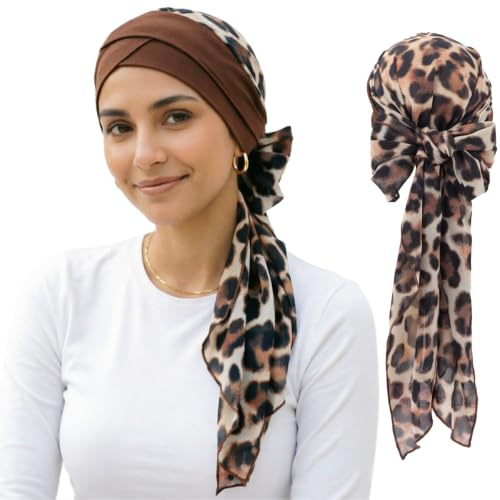 Image of DRESHOW Turban Headwrap for Women Long Hair Head Scarf Headwraps Chemo Headwear Lightweight Hair Loss Covering Hat