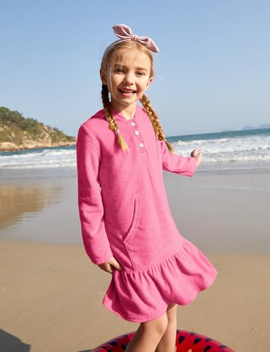 Image of BesserBay Girl's Ruffle Bathrobe Beach Button Down Hooded Terry Cover Ups 3-14 Years