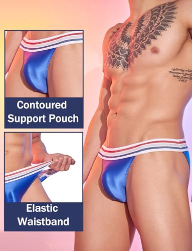 SEAUR Men's Shiny Thong Underwear Breathable Comfortable Low Rise Pouch Underwar Sexy Bikini Briefs3
