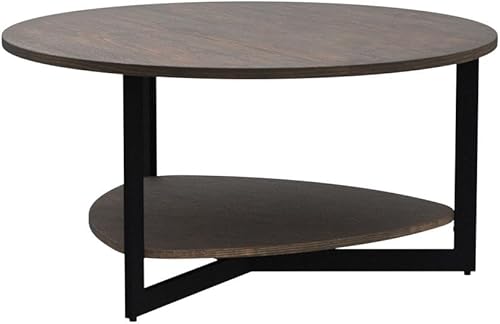 Miniatura 5 de MODERION KFZ2338NC - Mesa de café redonda para sala de estar, mesa de cóctel grande de 35.3 pulgadas con estante de almacenamiento, mesa central de