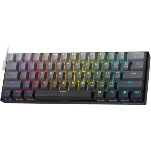 Redragon K617 HE Rapid Trigger Gaming Keyboard, 60% 61 Keys Wired Mechanical Keyboard w/Hyper-Fast Actuation, Dedicated Hall Effect Magnetic Switch, Actuation Point Adjustable, Essential Bla