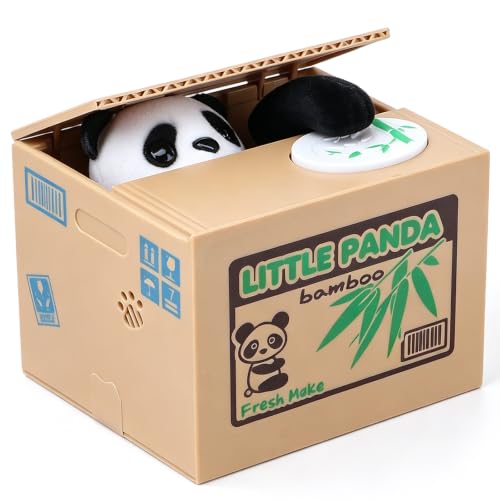 Xrten Tirelire Panda Enfant, Tirelire Voleur de Piece Monnaie Design Cute Animal Volent l'argent Sauver Cents Coins Cadeau