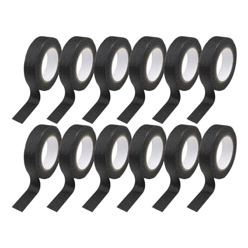 12 Rolls Masking Tape 0.6in x 15yd, Black for Painting Crafts and Labels