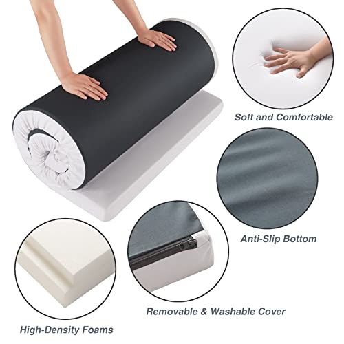 Airelax Roll Up Memory Foam Mattress, 75"×30" Ultra-Size Foldable Foam Sleeping Pad, 3" Thickness Guest Floor Bed With Removable Cover, Portable Car Travel Camping Cot Mattress, Grey…… #TOP3