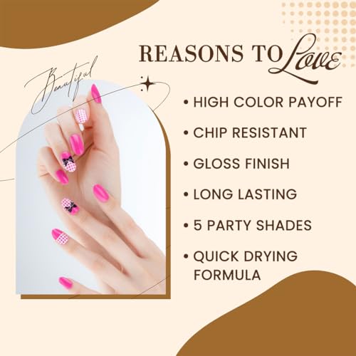 Image of Coloressence Party Nail Paint Kit | Chip Resistant | Quick Dry Nail Paints Combo of 5 |Multicolor-30ml