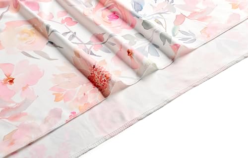 Image of Newborn Baby Girl Receiving Blanket Swaddle Blanket Stretchy Knit Swaddle Set with Matching Headband Beanie with a Name Card (Pink Floral Ink Leaf)