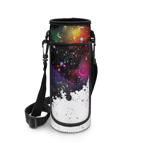Biyejit Bolsa para botella de agua con cremallera y correas ajustables para el hombro, Galaxy, talla única, Organizador de bolsas