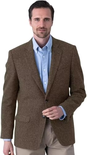 Mens Herringbone Tweed Blazer Men Vintage Suit Jacket Lightweight 2 Button Brown Business Sport Coat Jackets XL4