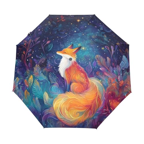 Parapluie pliable automatique GAIREG Fox dans la nuit étoilée compact pour sac à main